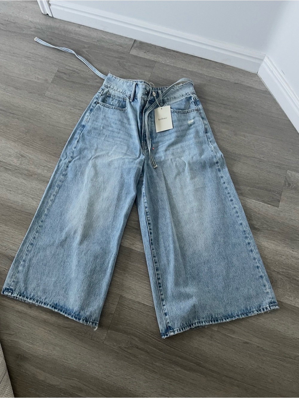 bohme Light Blue Wide Leg Denim Culottes